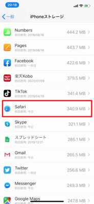 iPhoneでのキャッシュの確認方法 (1)