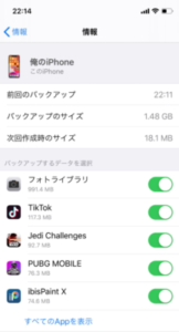 iCloudバックアップ中身